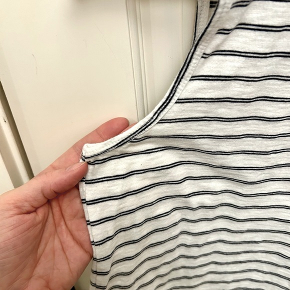 Anthro t.la Ruffled Mock Neck White & Black Striped Tank Top Size S - Picture 8 of 10